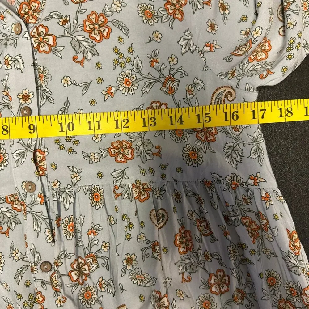 Boho Babydoll Tunic Dress Floral Cottagecore Peasant Mini Dress Size M - Picture 7 of 8